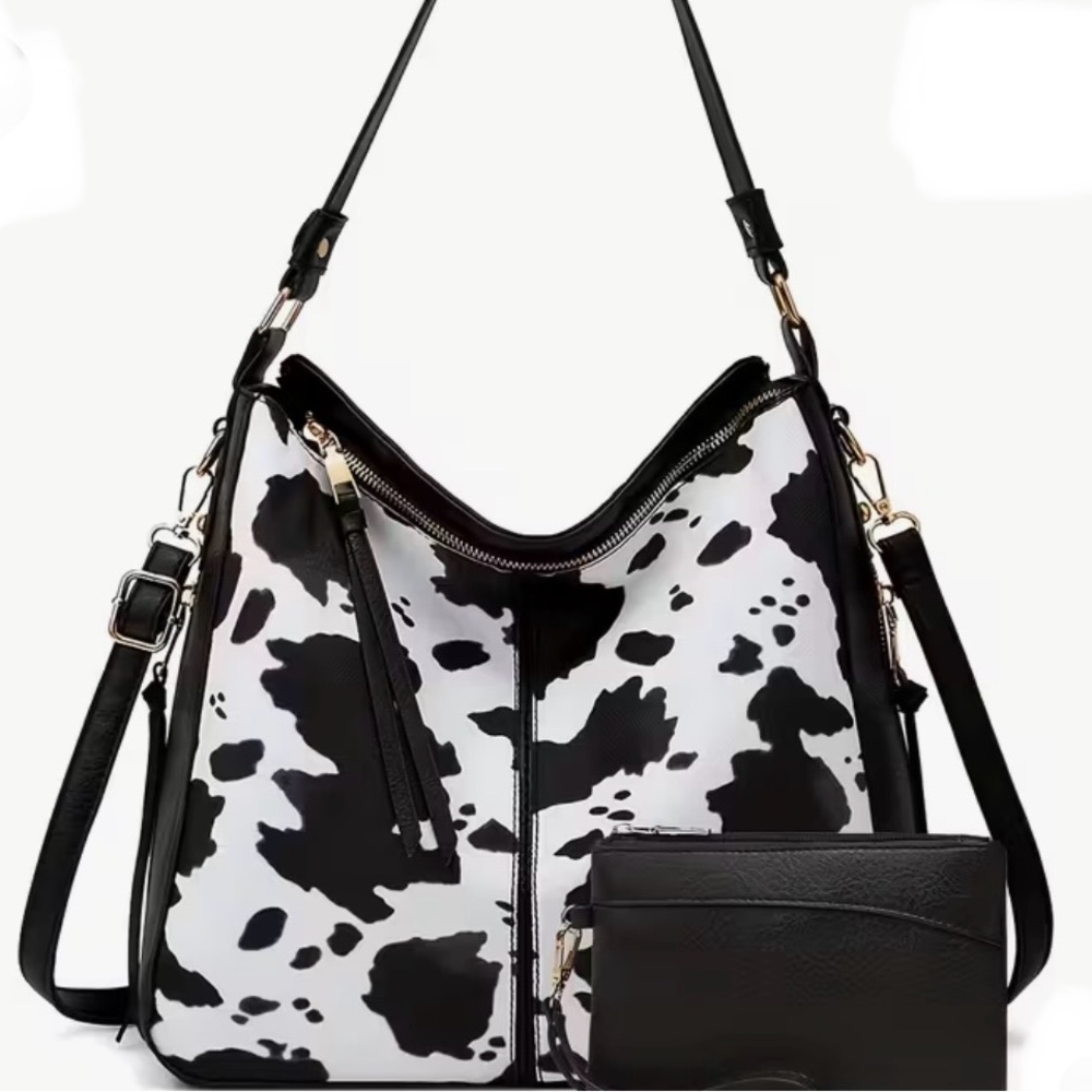 NEW SET!!!!! Gorge Black and White Cow Print Women's Purse and Wallet!!!!!